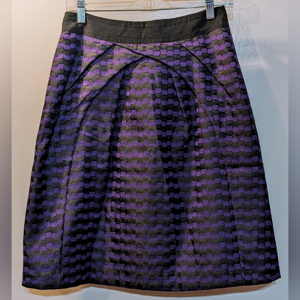 VERONIKA MAINE High Waist Midi Skirt in Shades of Purple w/ Black Band Size 4us